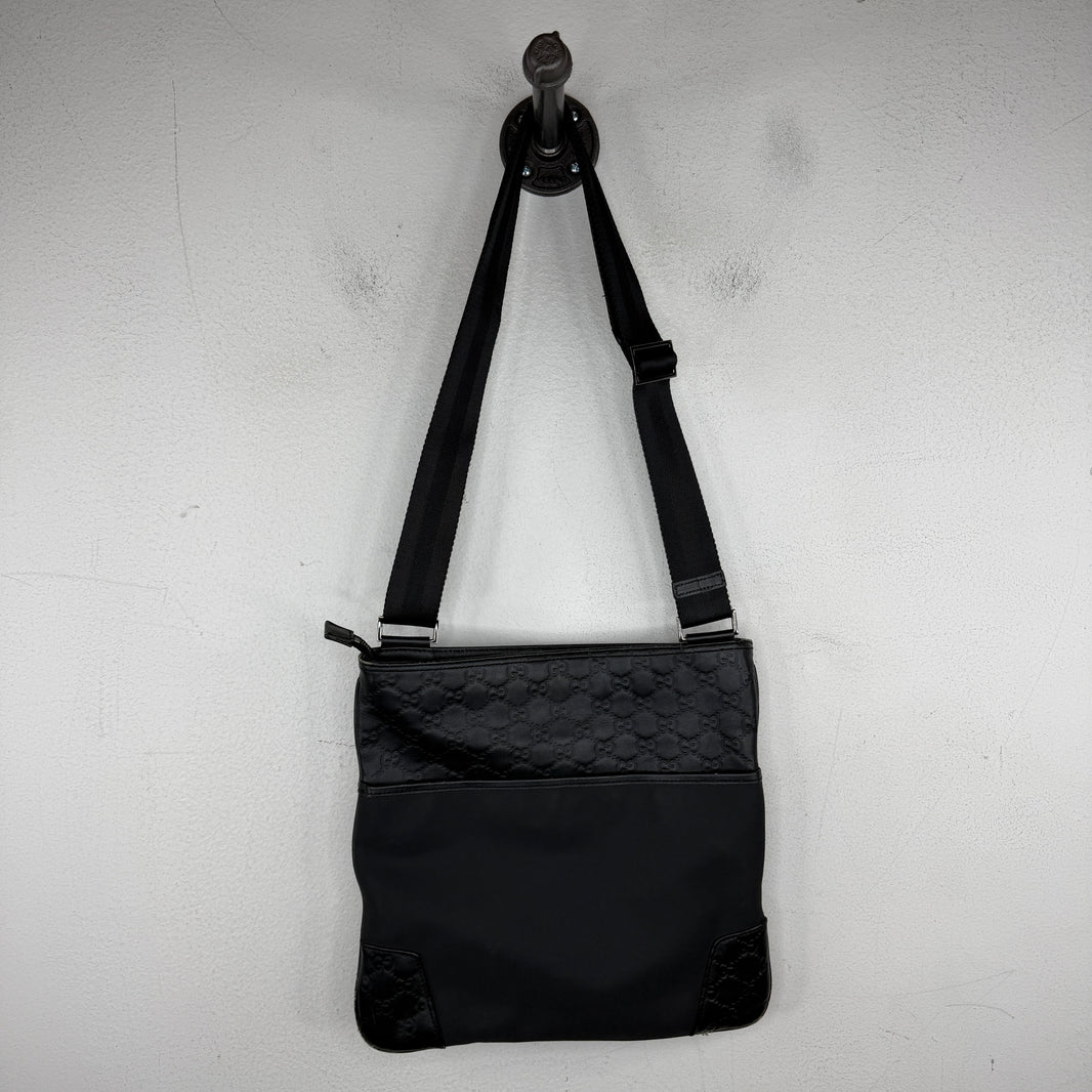 Gucci Leather Monogram Messenger Bag