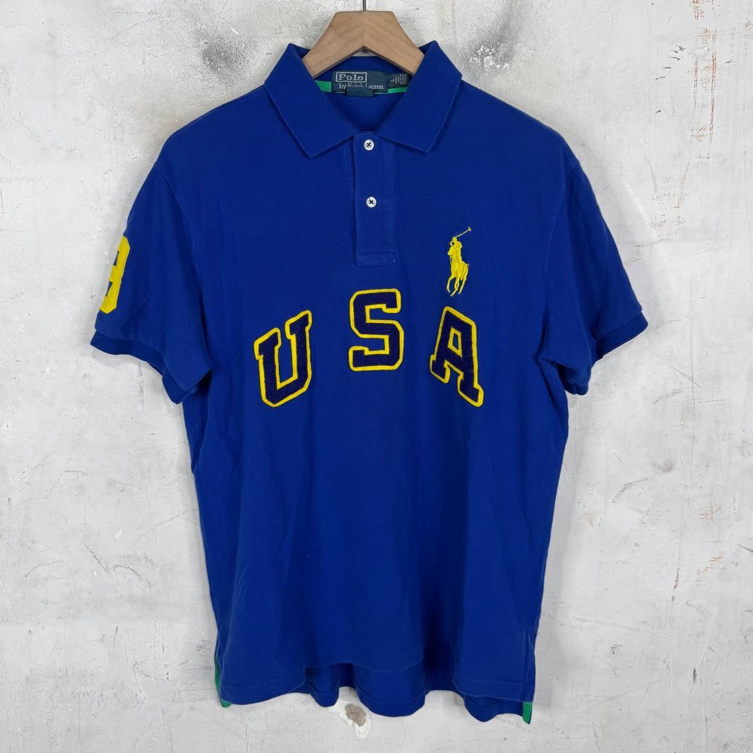 Ralph Lauren Blue/Yellow USA Arc Pony Polo
