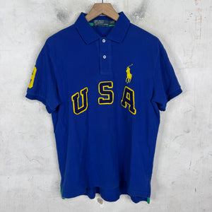 Ralph Lauren Blue/Yellow USA Arc Pony Polo