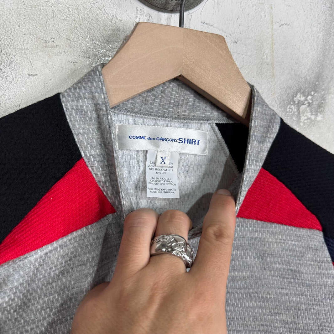 CDG Shirt Grey/Navy Mesh Paneled Track Jacket