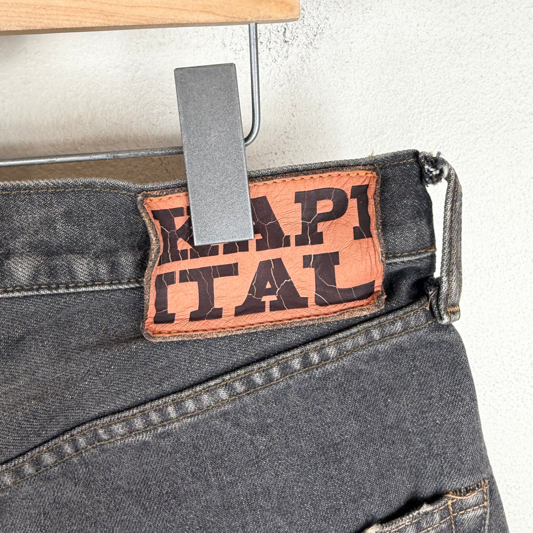 Kapital Black Bone Denim Shorts