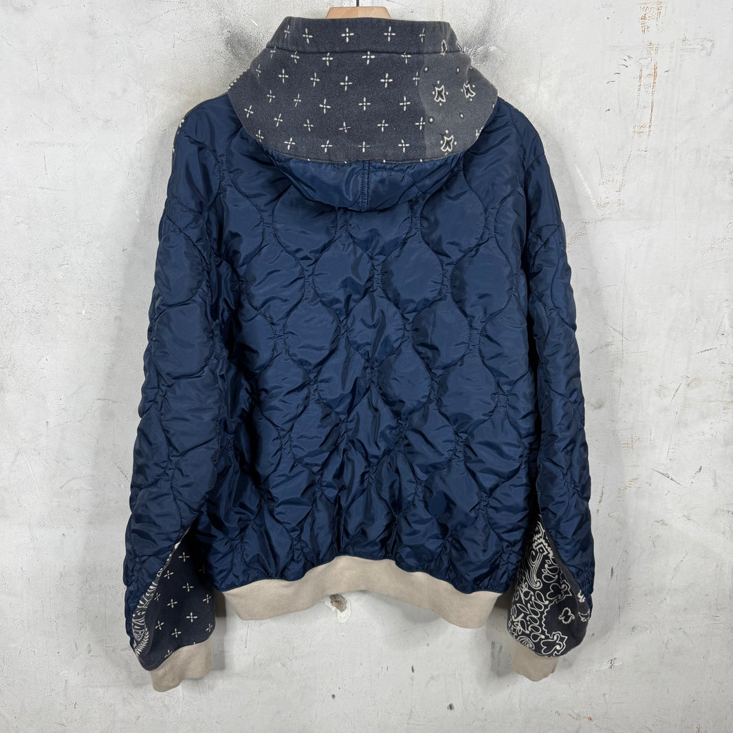 Kapital Hybrid Quilted Paisley Zip Hoodie
