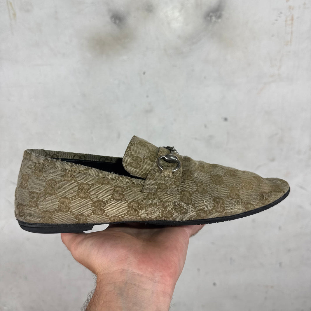 Gucci Monogram Ragazzo Horsebit Mules