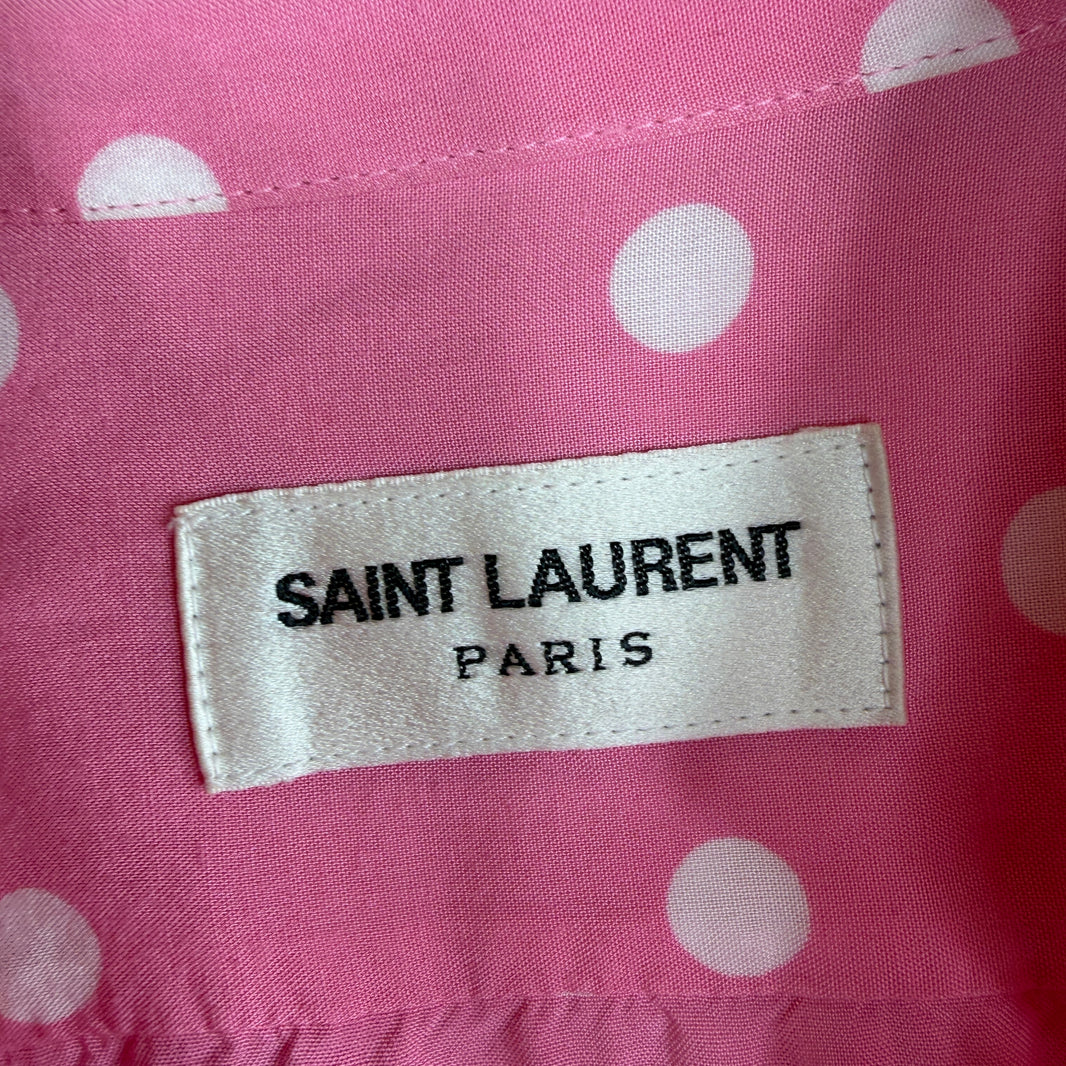 Saint Laurent Pink Polka Dot Button Up LS Shirt