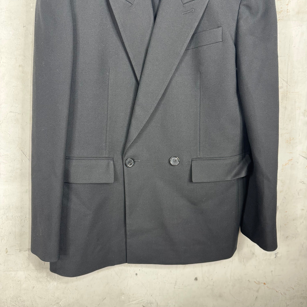 Saint Laurent Black Padded Shoulder Long Blazer