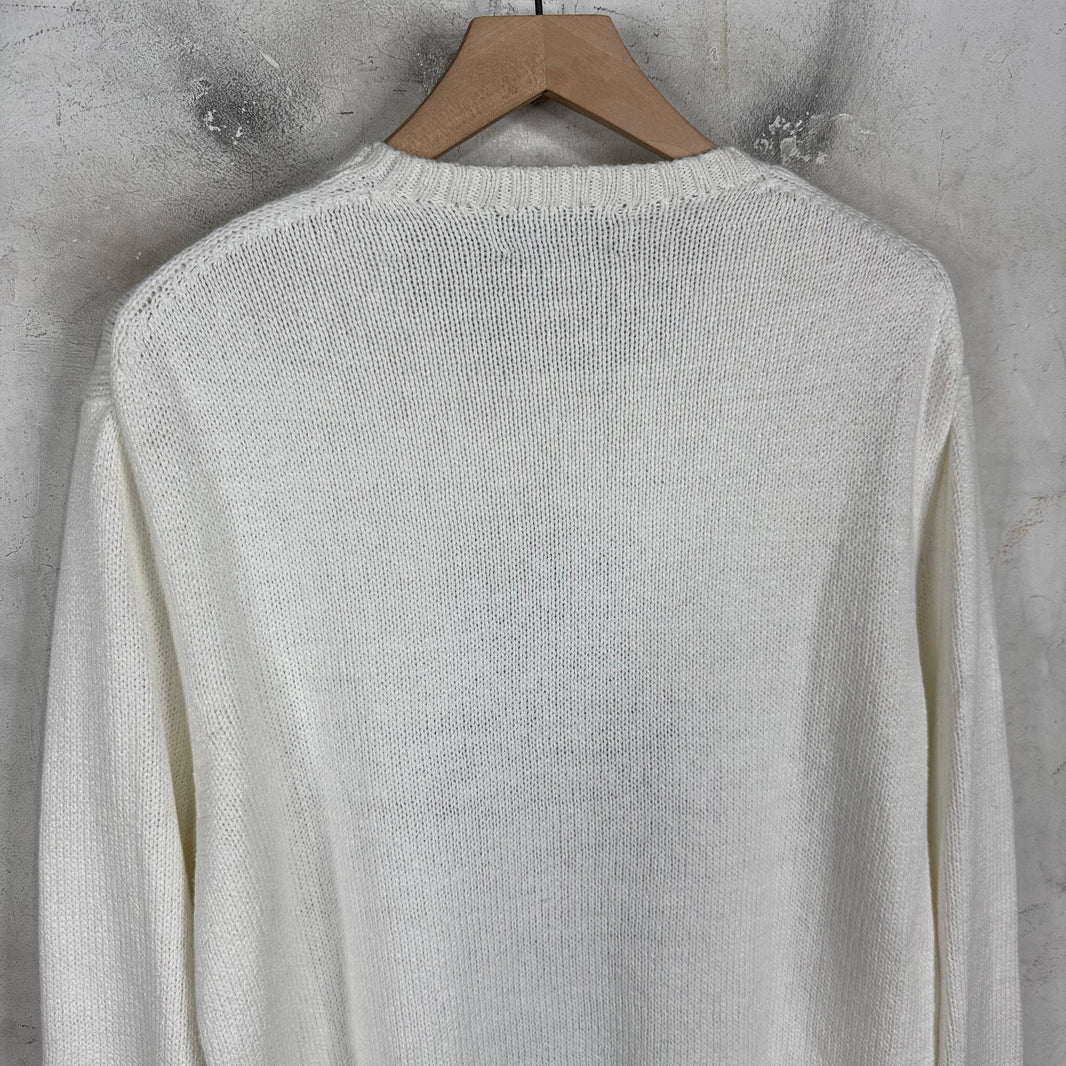 Ralph Lauren White Polo Bear Sweater