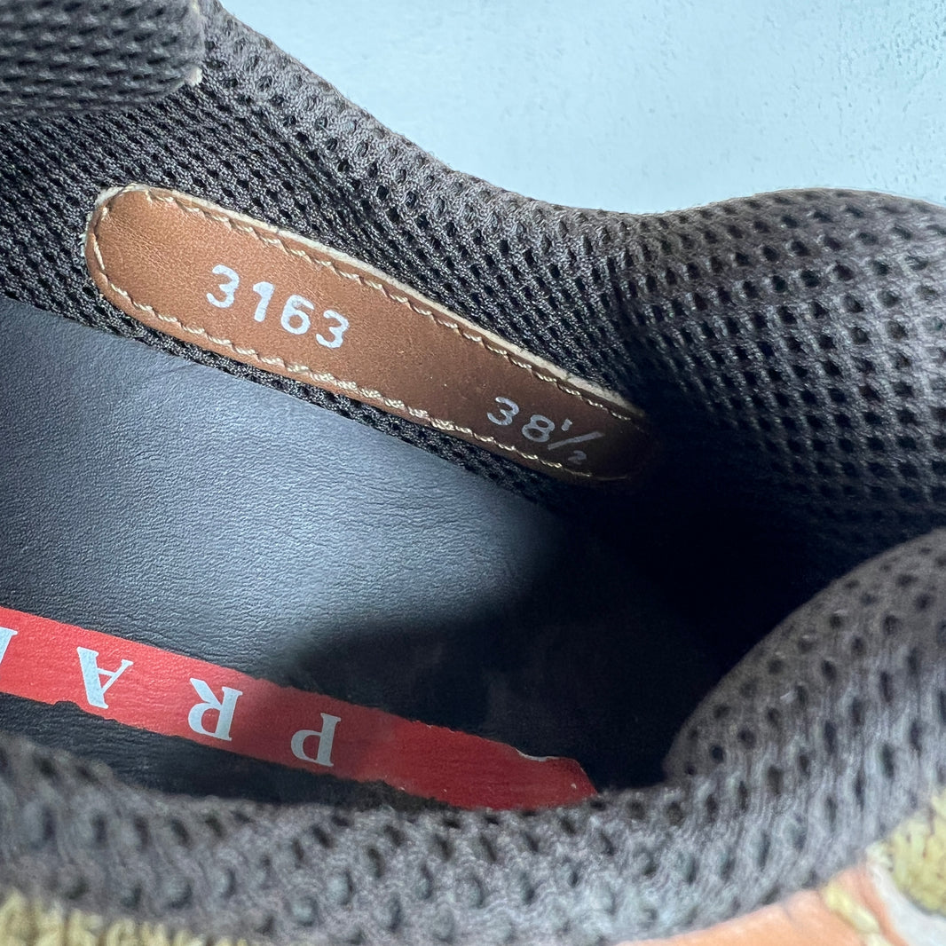 Prada Brown Leather Americas Cup Sneakers