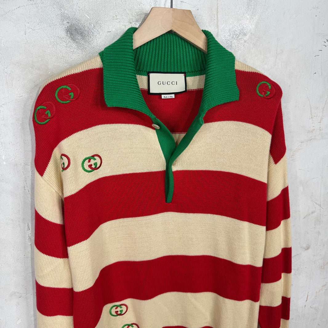 Gucci Logo Embroidered Stripe Sweater