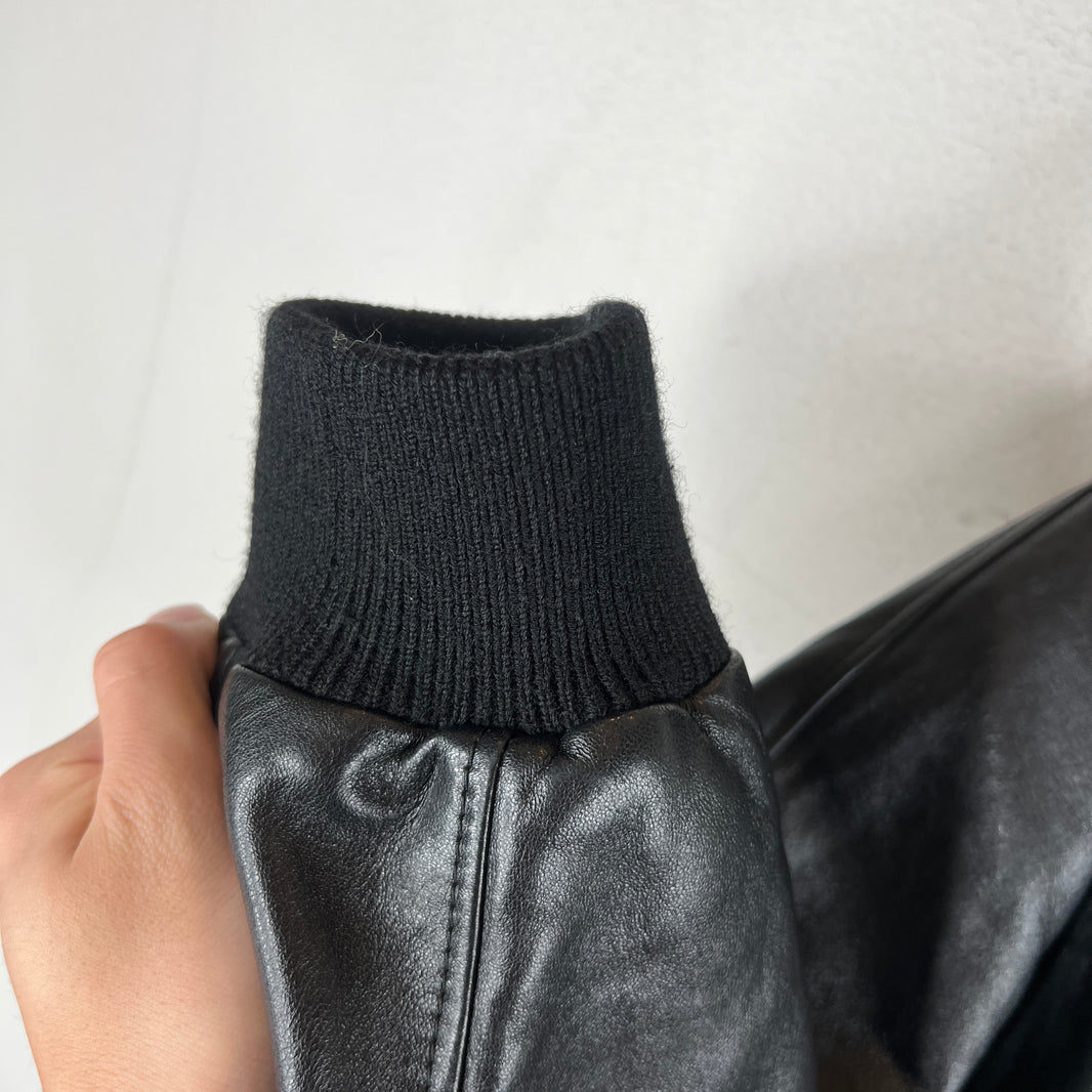 Celine Leather Hooded Bomber Jacket