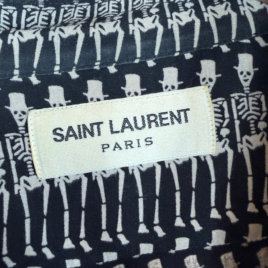 Saint Laurent Skeleton Print Button Up Shirt