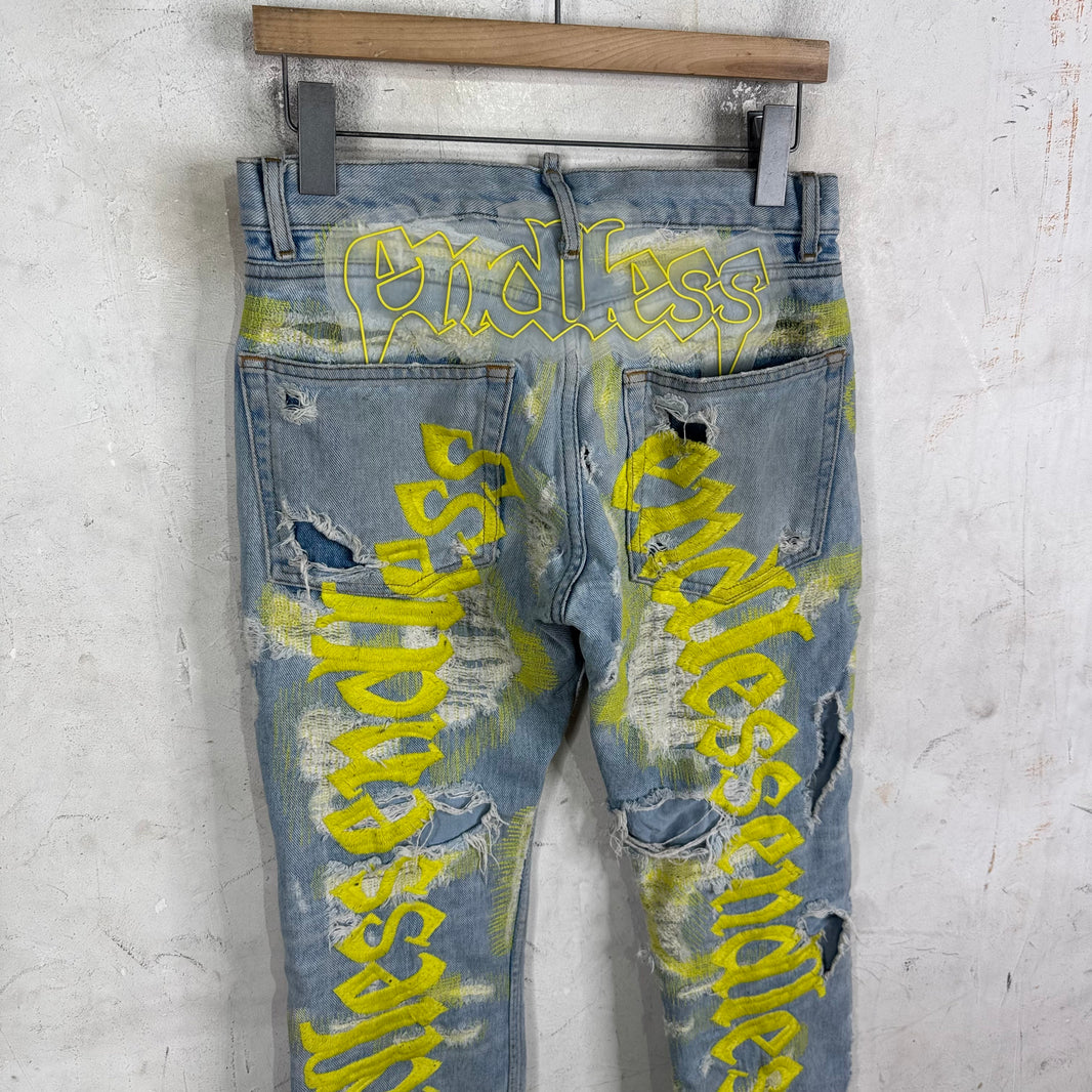 Endless Denim Lightwash Neon Boro Jeans