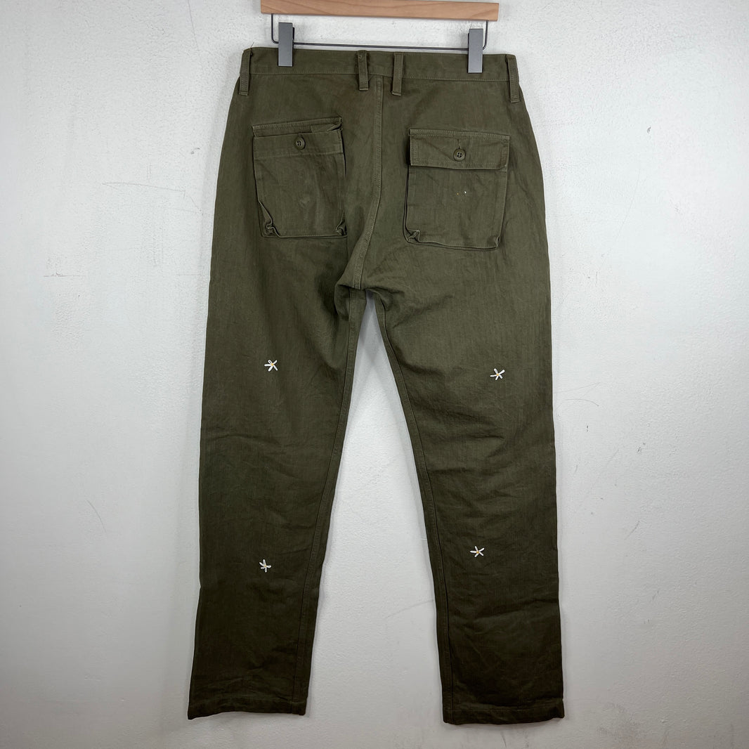 3Sixteen Olive Flower Stitch Pants