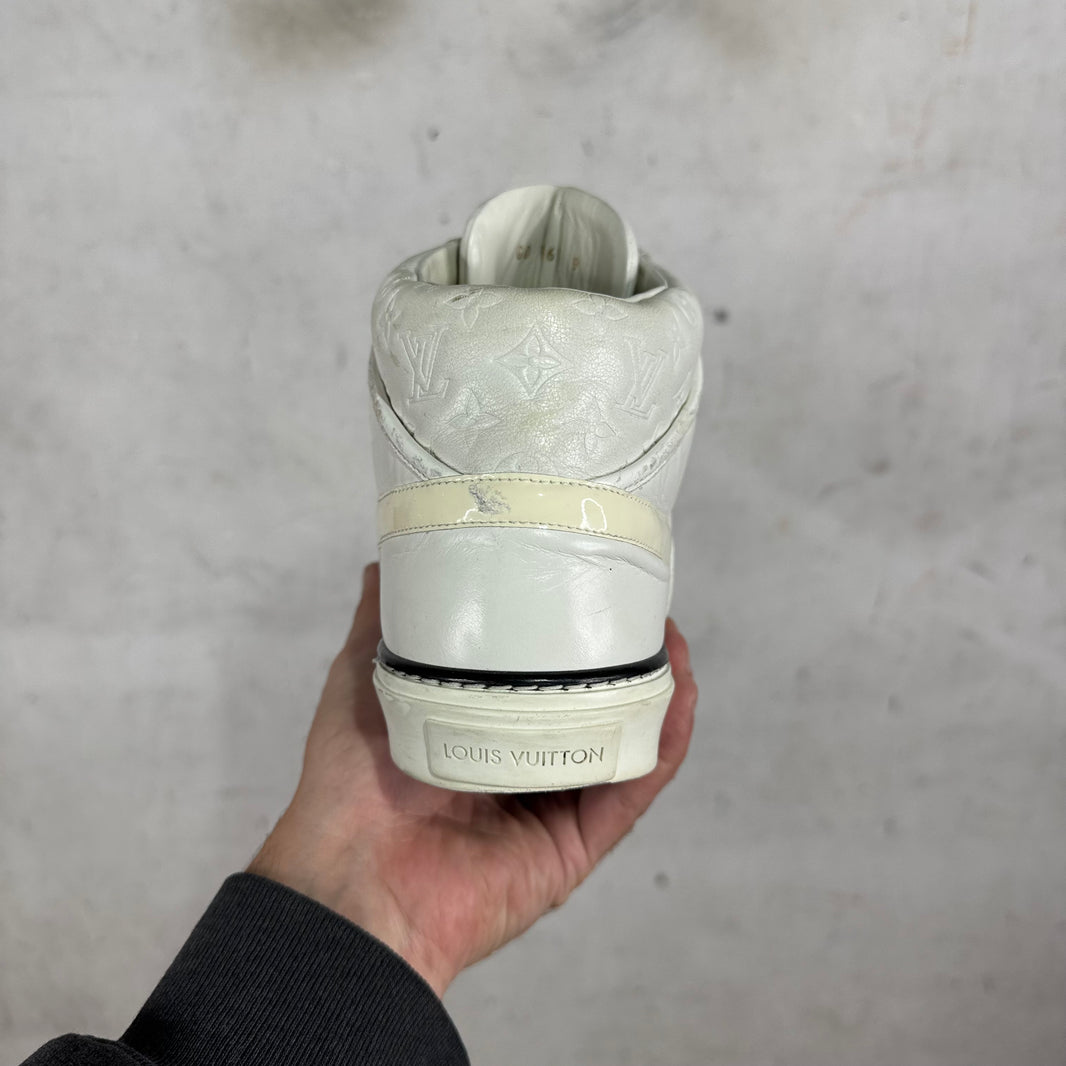 Louis Vuitton White Straped Monogram Patent Sneakers