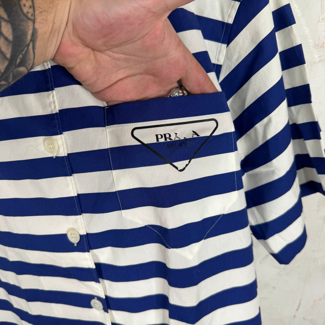 Prada Blue Striped Logo Shirt
