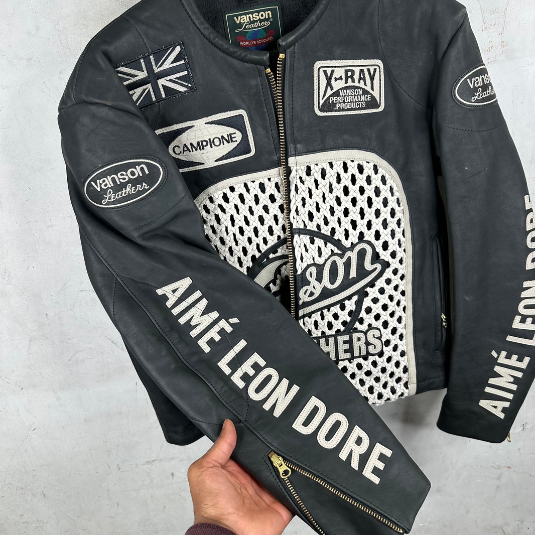 Aime Leon Dore x Vanson Woven Raffia Leather Jacket