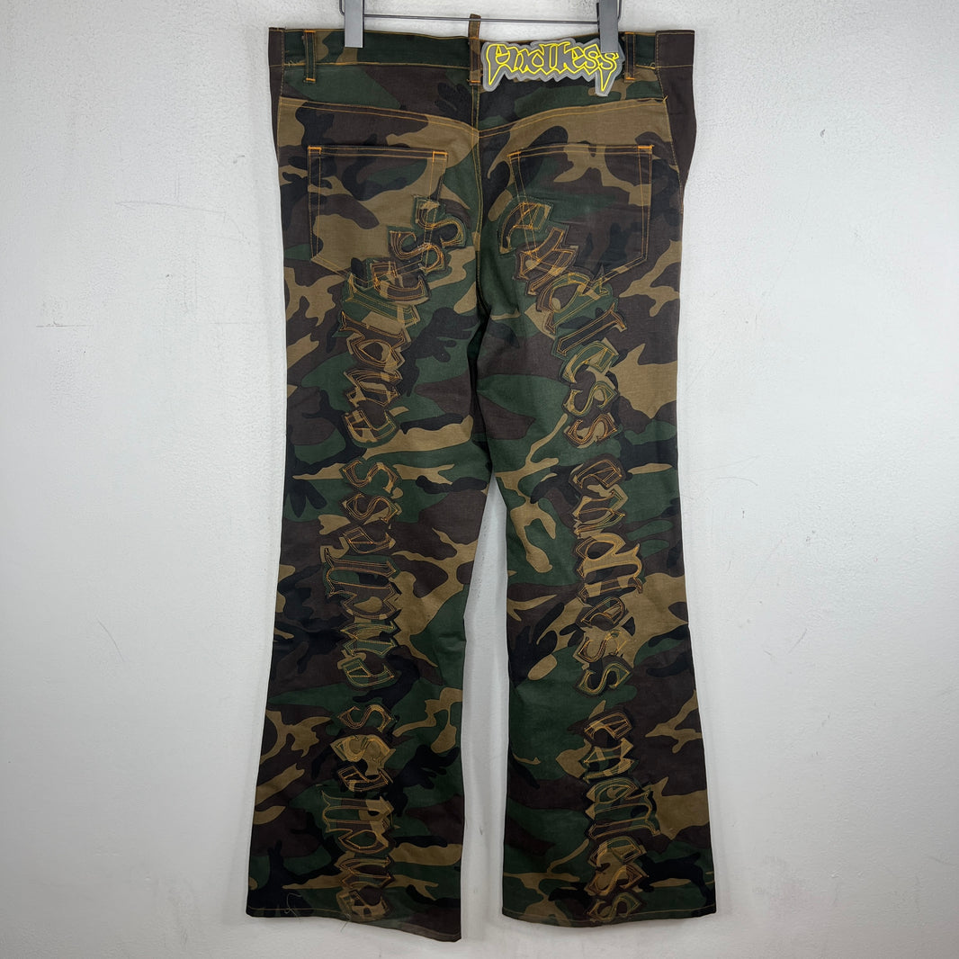 Endless Denim Camo Flared Jeans