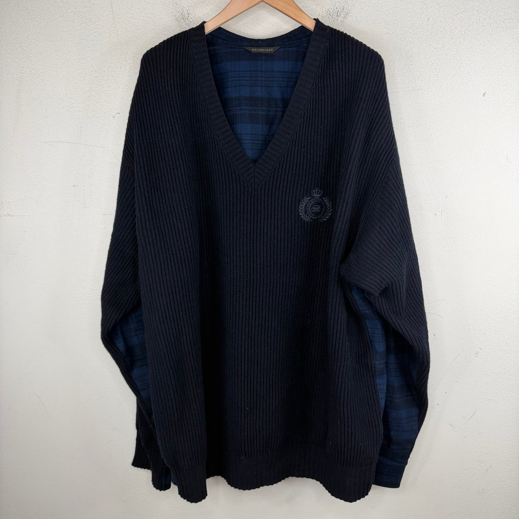 Balenciaga Hybrid Knit Flannel Sweater
