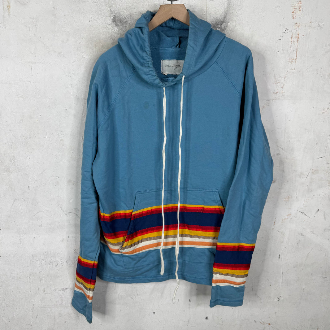 Greg Lauren FW19 Blue Striped Hoodie