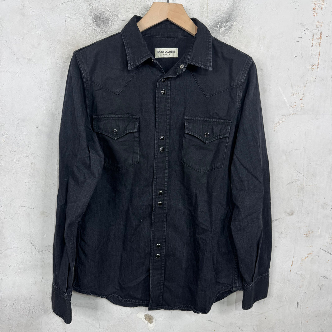 Saint Laurent Snapped Light Denim Shirt