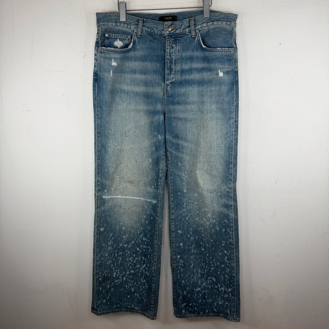 Amiri Wide Leg Distressed Jeans