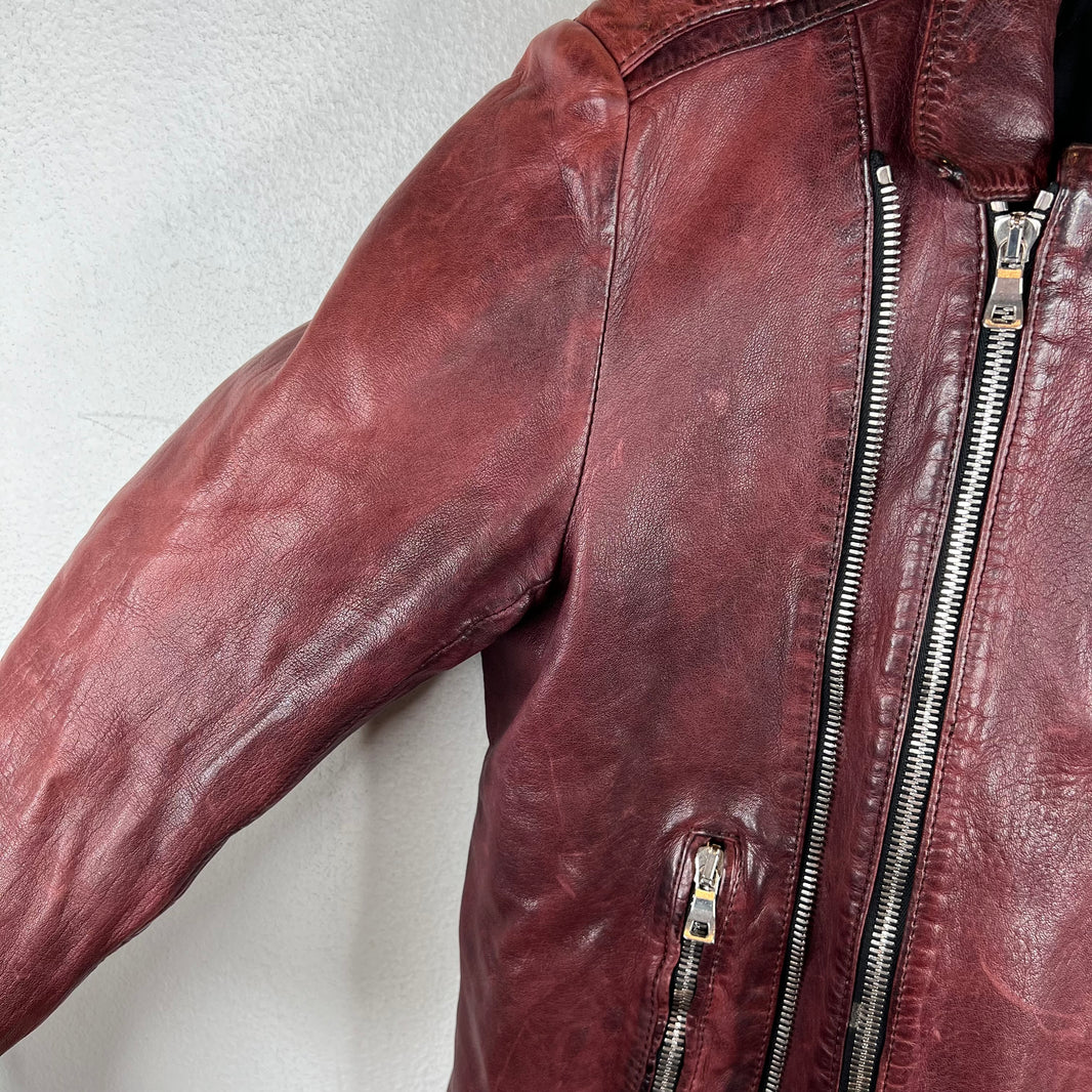 Balmain Lambskin Burgundy Perfecto Jacket