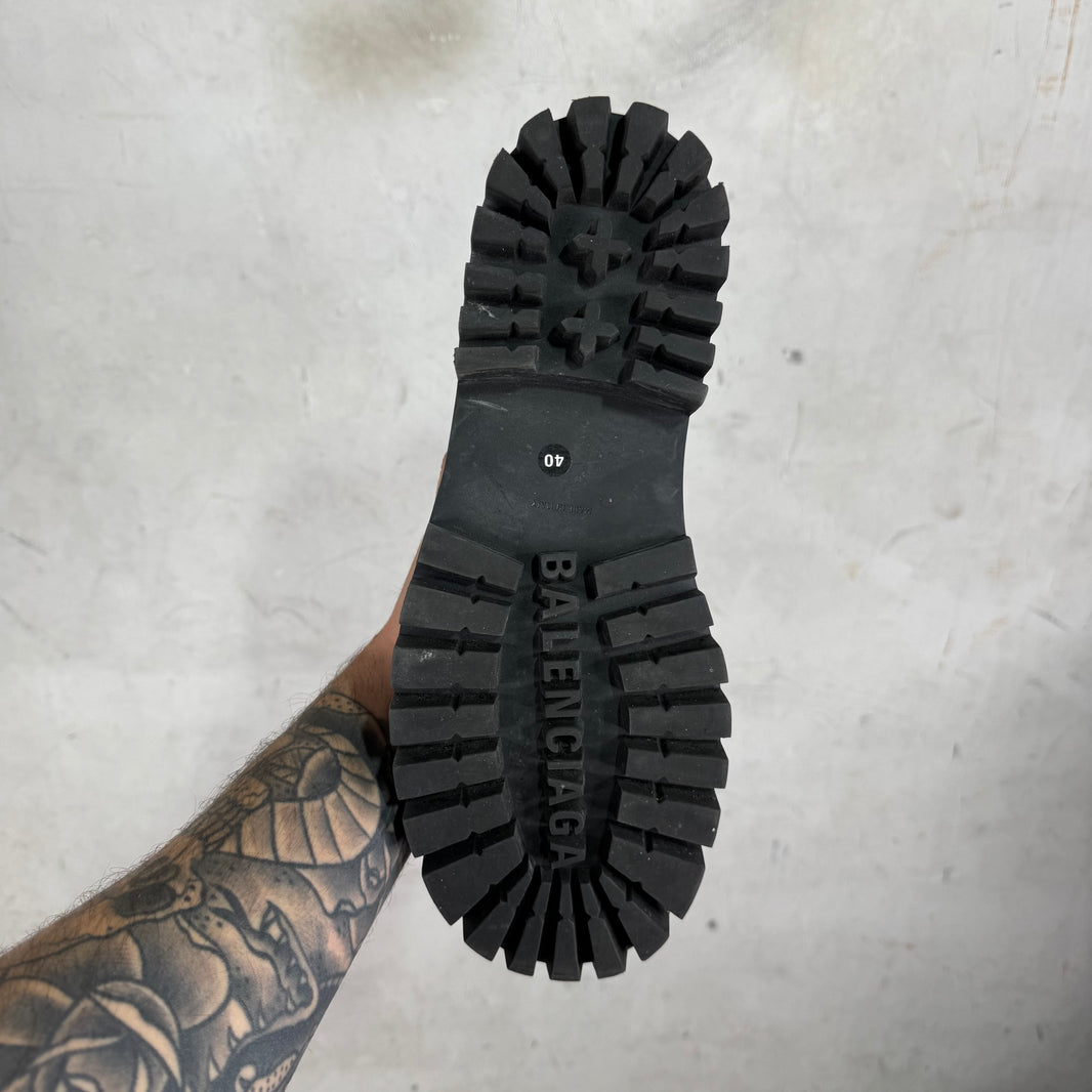 Balenciaga Canvas Ditressed Strike Boots