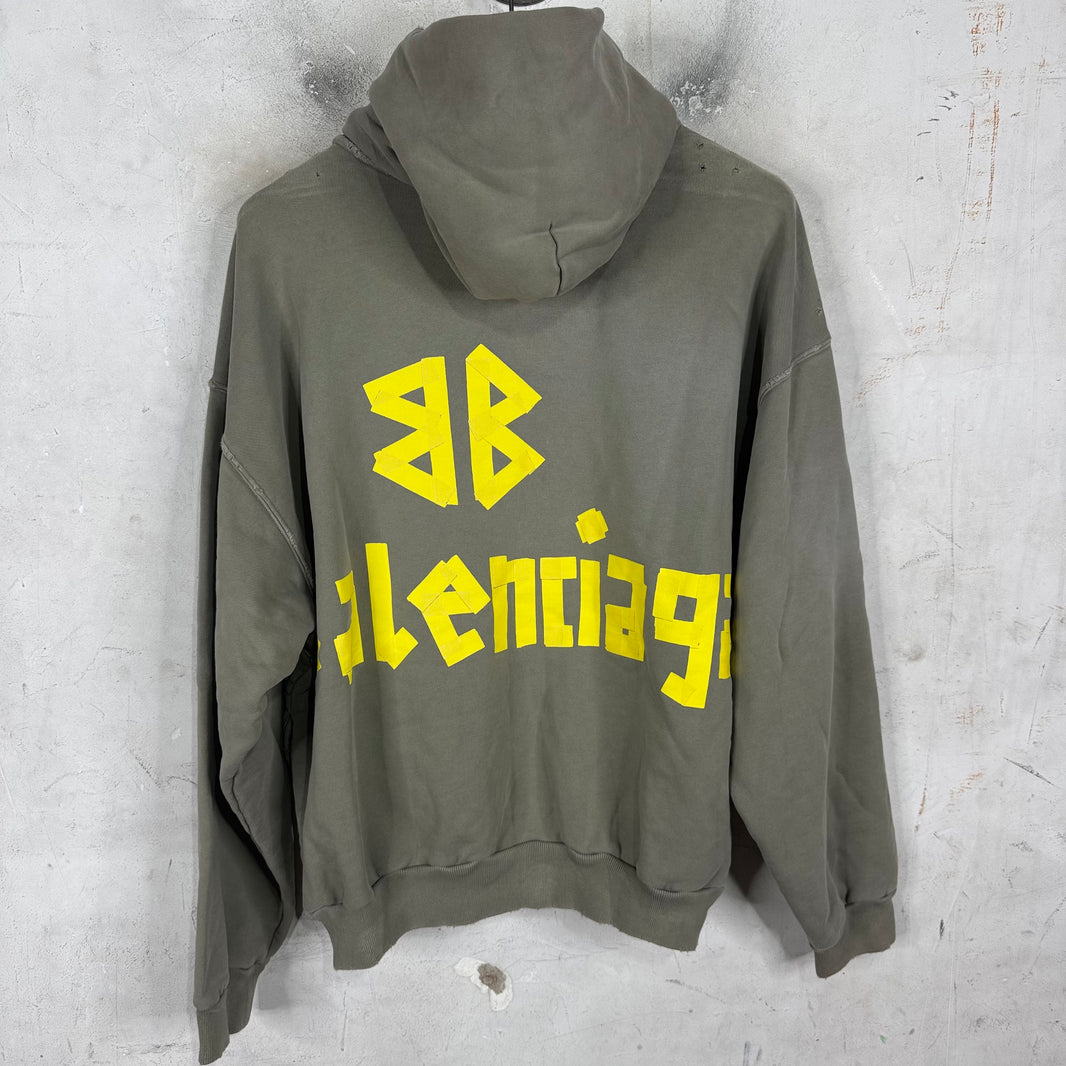 Balenciaga Grey Tape Pullover Hoodie