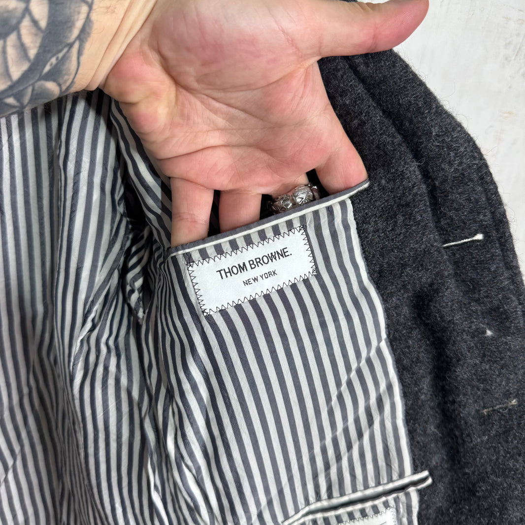 Thom Browne Dark Grey Wool Chore Blazer Jacket