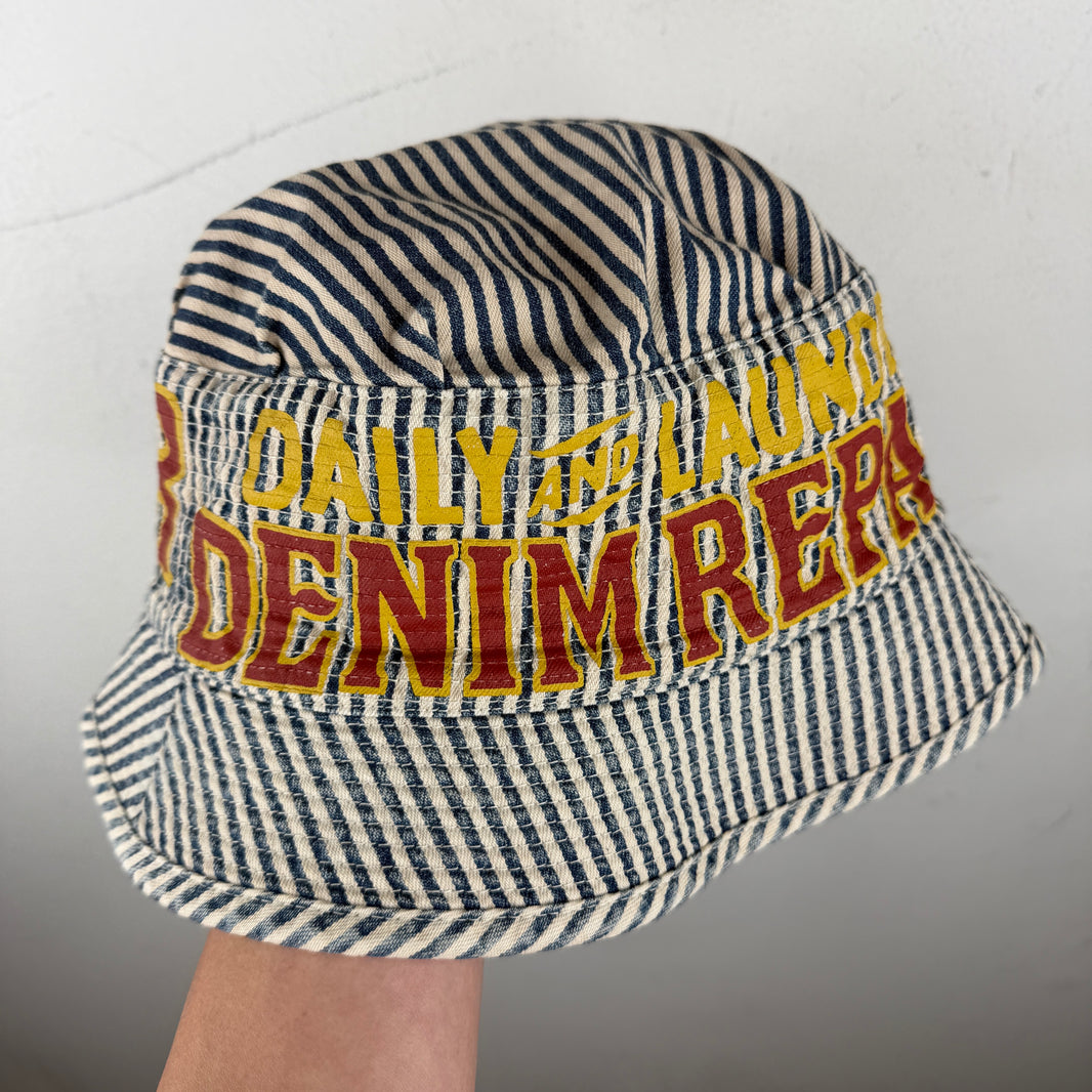 Kapital Denim Repair Pinstripe Bucket Hat