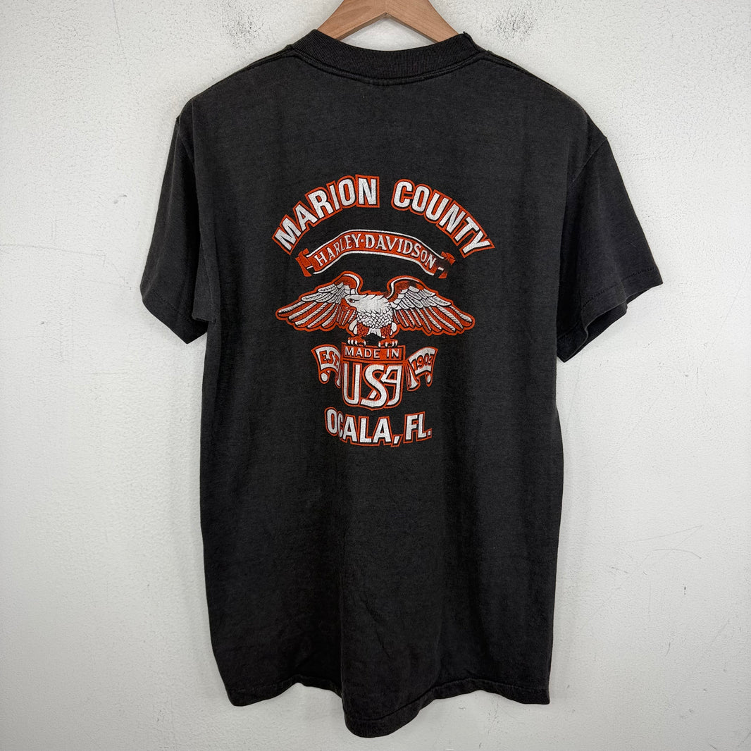 Vintage Harley Marion County 3D Emblem Survivor T-Shirt