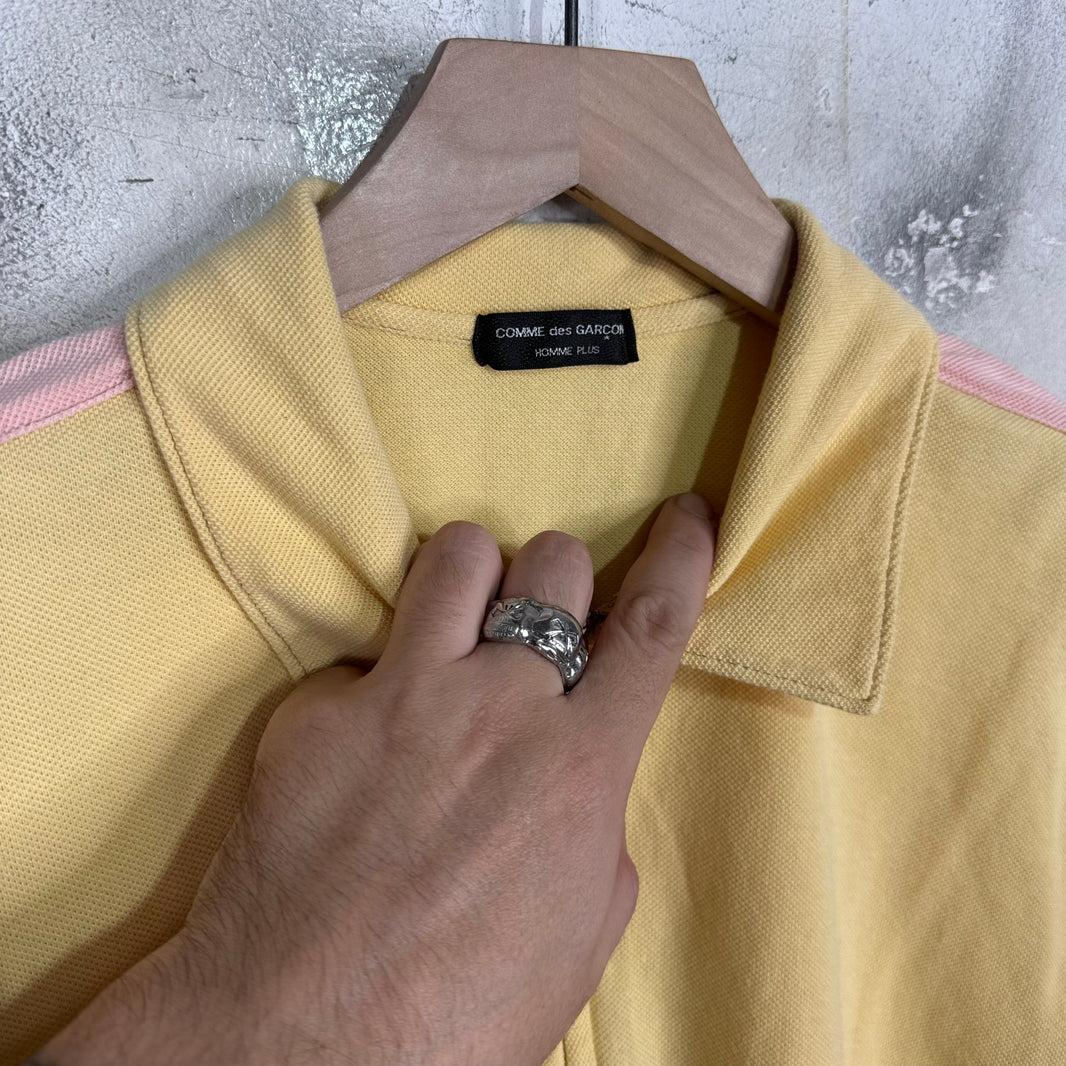 CDG HP Yellow Pannelled 3/4 Zip Polo