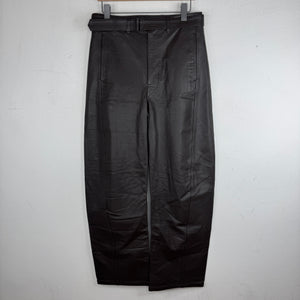 Lemaire Built In Belt Brown Leather Pants