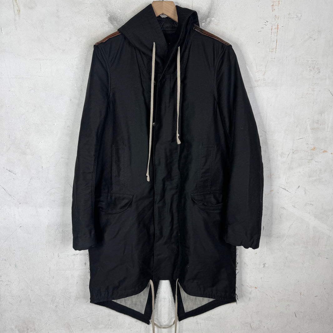 Rick Owens Leather Coated Fishtail Parka