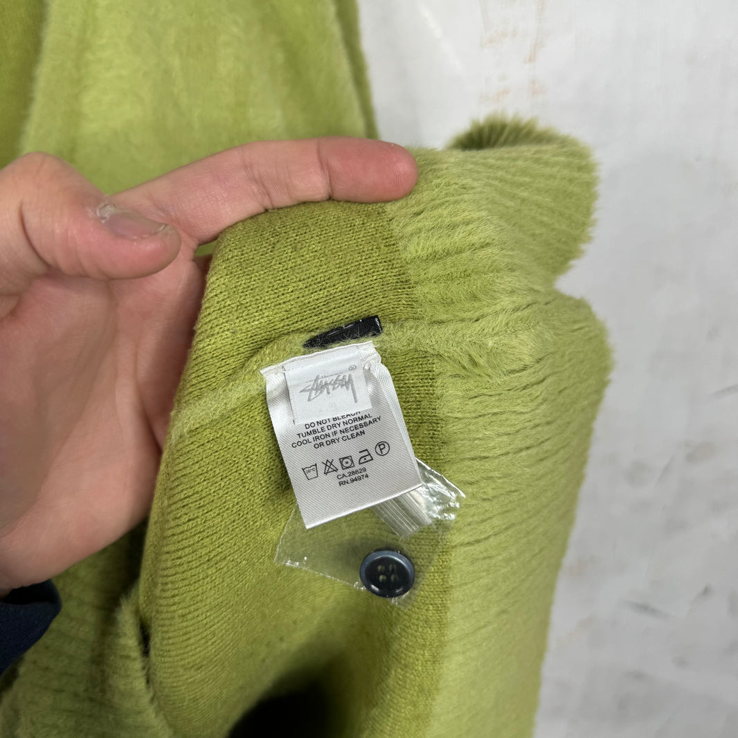 Stussy Green Shaggy Cardigan