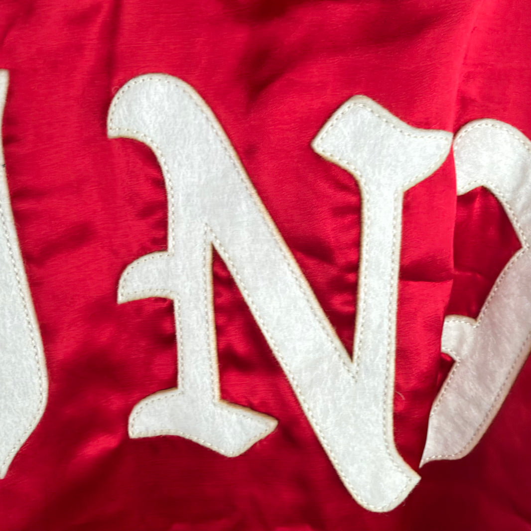 Saint Michael Red Satin Bomber Jacket