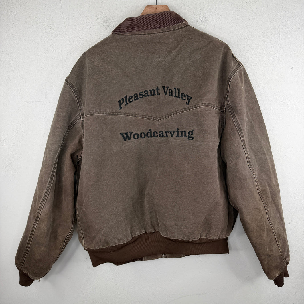 Vintage Carhartt Brown Santa Fe Pleasant Valley Woodcarving Jacket