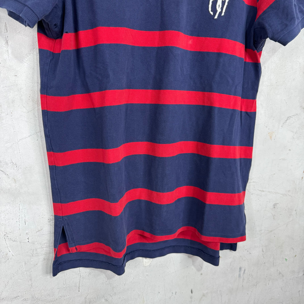 Ralph Lauren Navy/Red Striped Crested Big Pony Polo