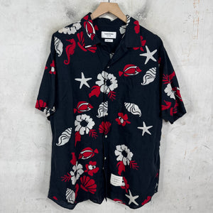 Thom Browne Navy Ocean Print Shirt