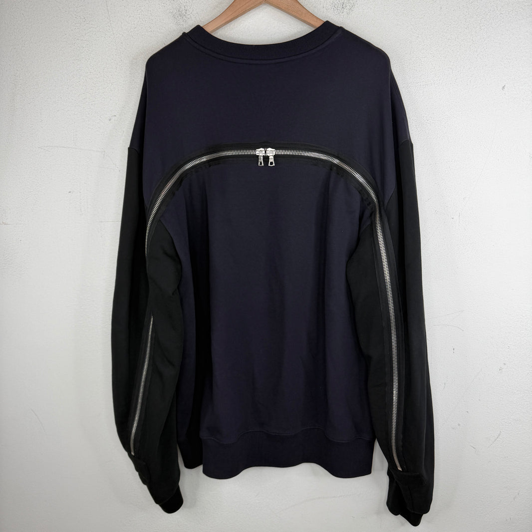 Dries Van Noten Navy Back Zipper Crewneck