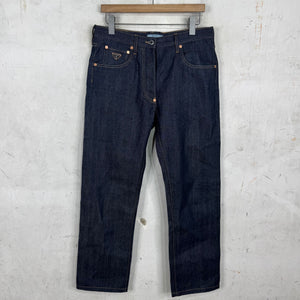 Prada Raw Buckle Back Jeans