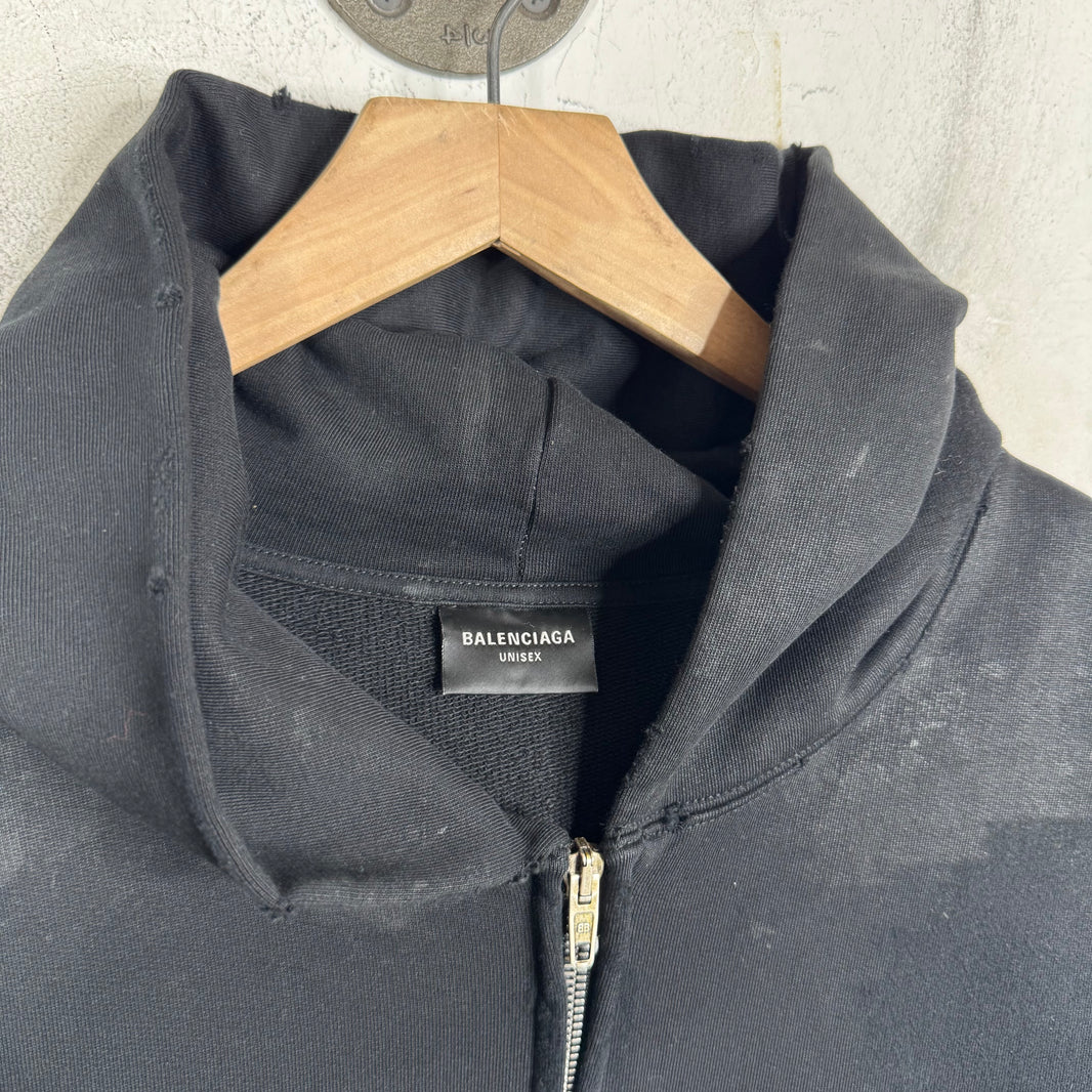 Balenciaga Heavy Metal Distressed Zip Hoodie