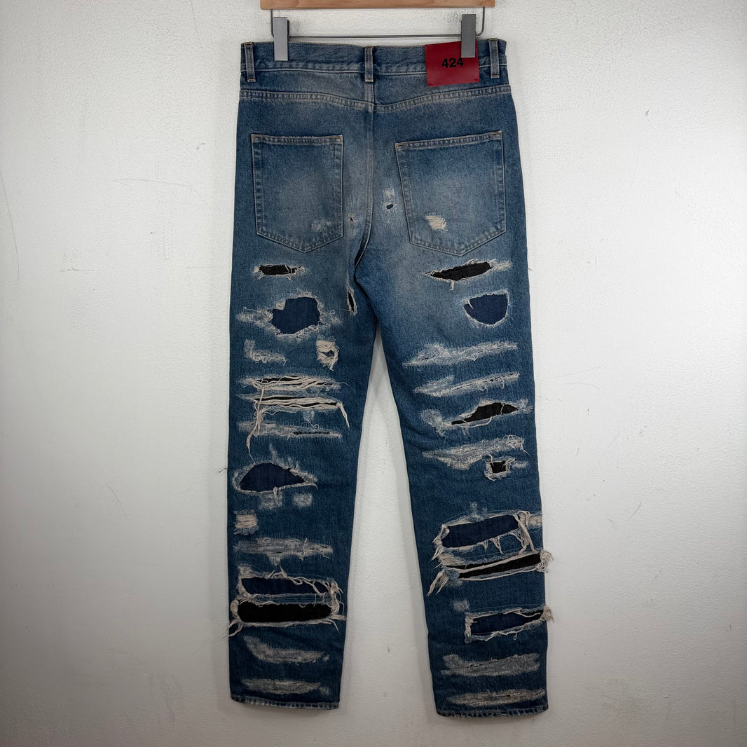 424 Distressed Boro Straight Leg Jeans