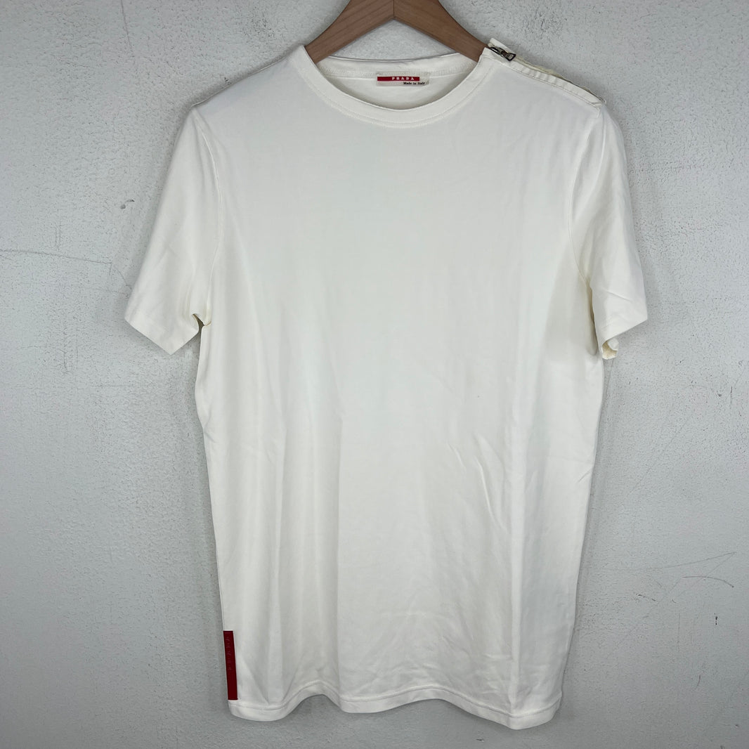 Prada White Zipper Detail T-Shirt