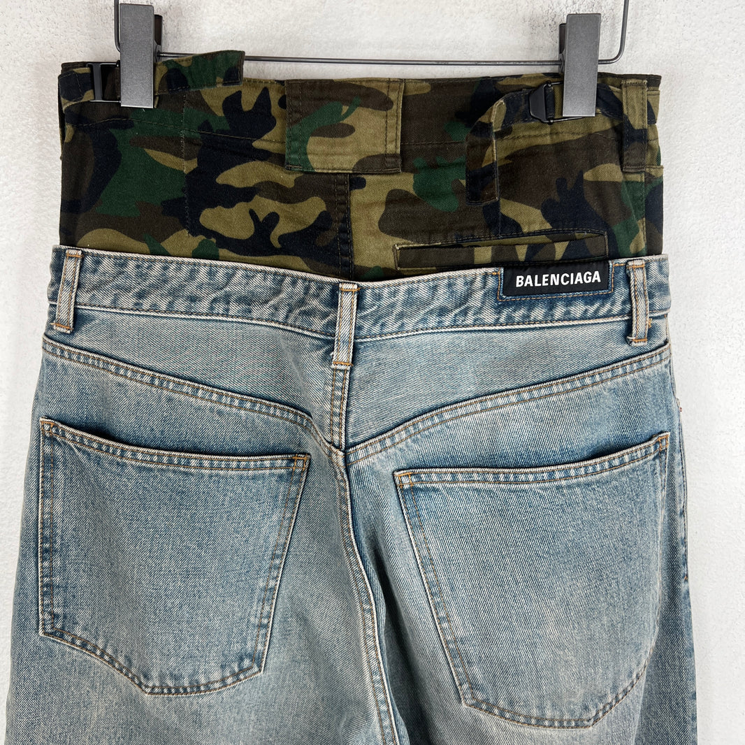 Balenciaga Camo Double Layer Denim Jeans