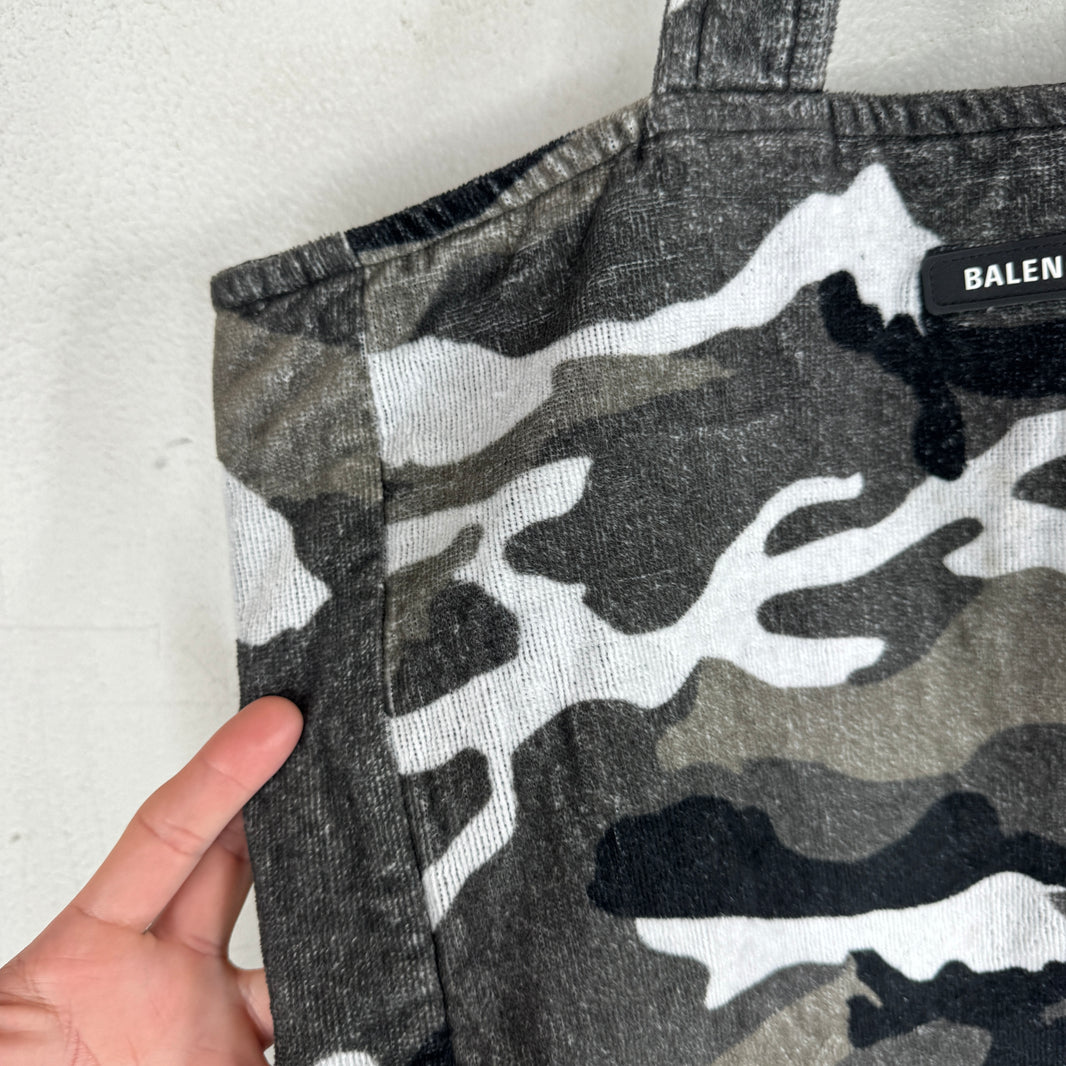 Balenciaga Sample Snow Camo Terry Cloth Tote Bag