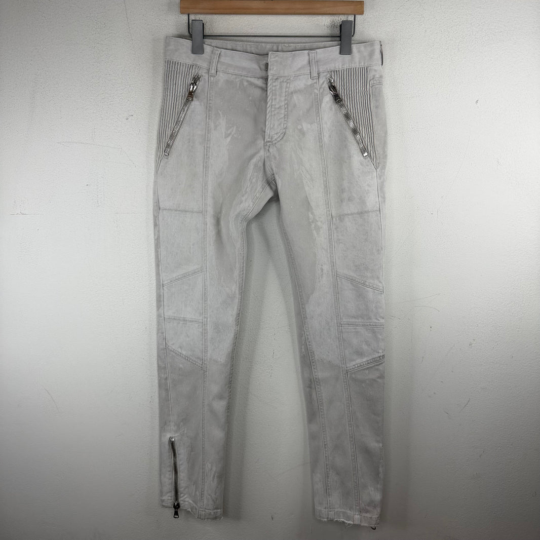 Pierre Balmain Gray Biker Denim Jeans