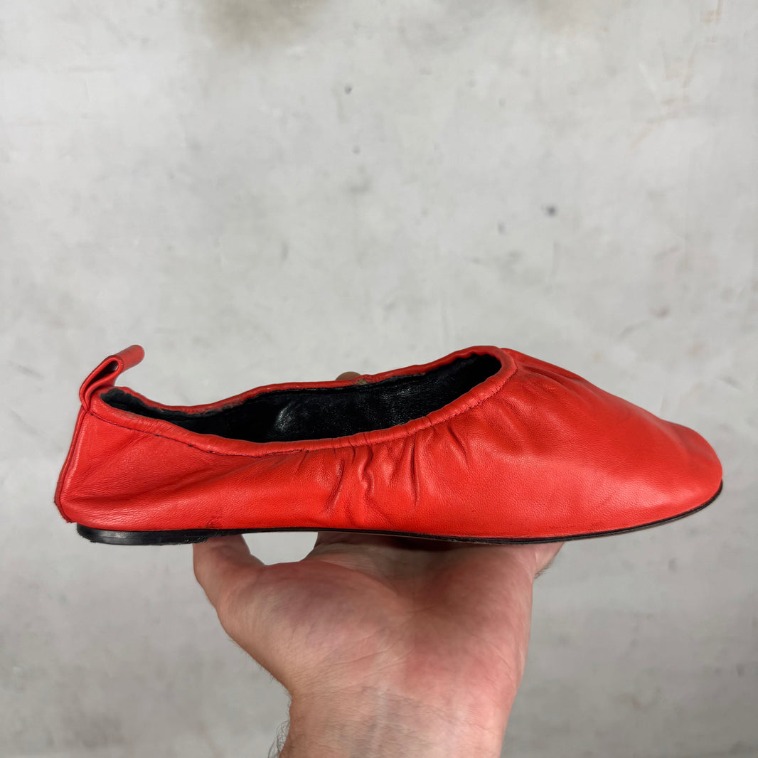 Celine Foldable Red Ballet Flats