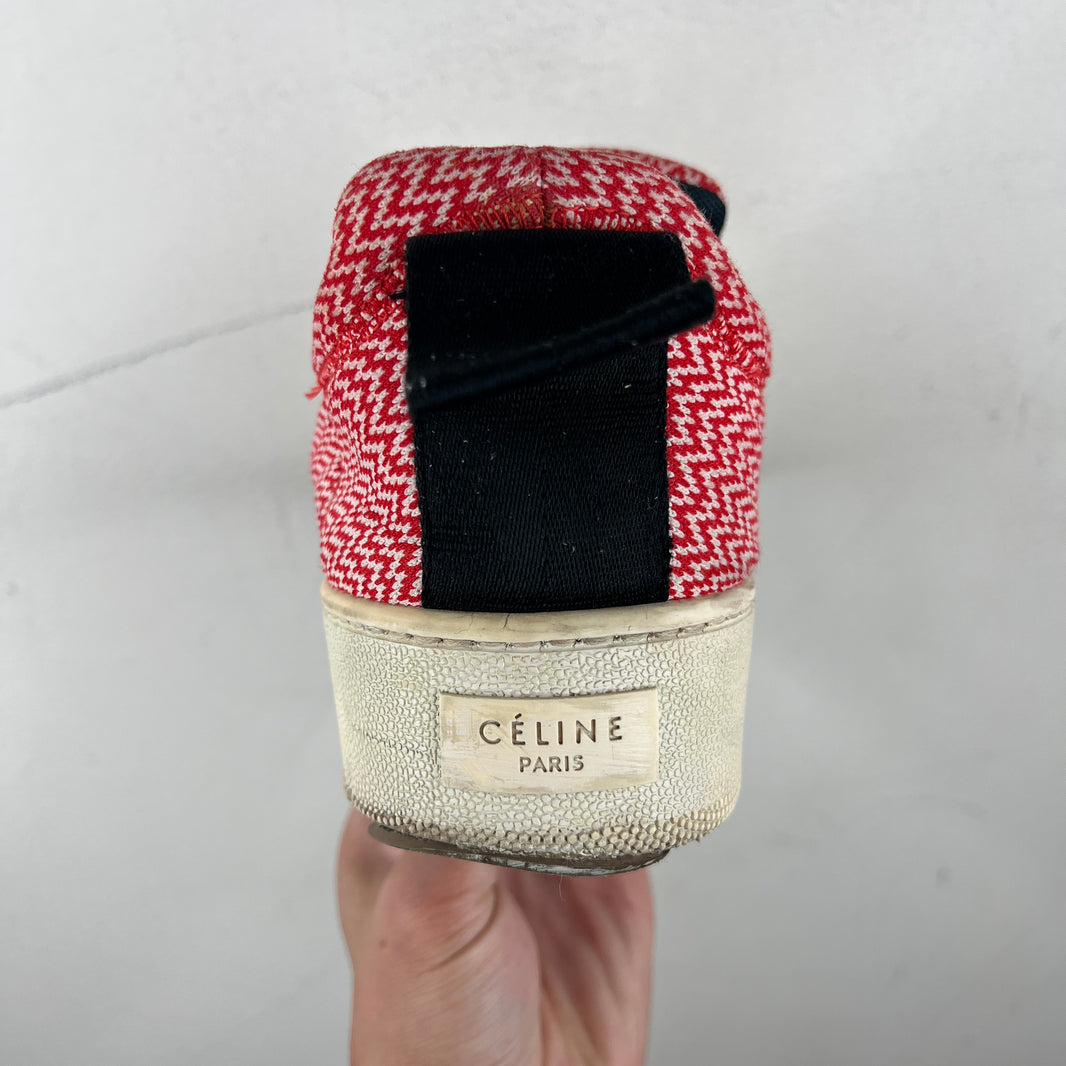 Celine Red Patterned Slip Ons