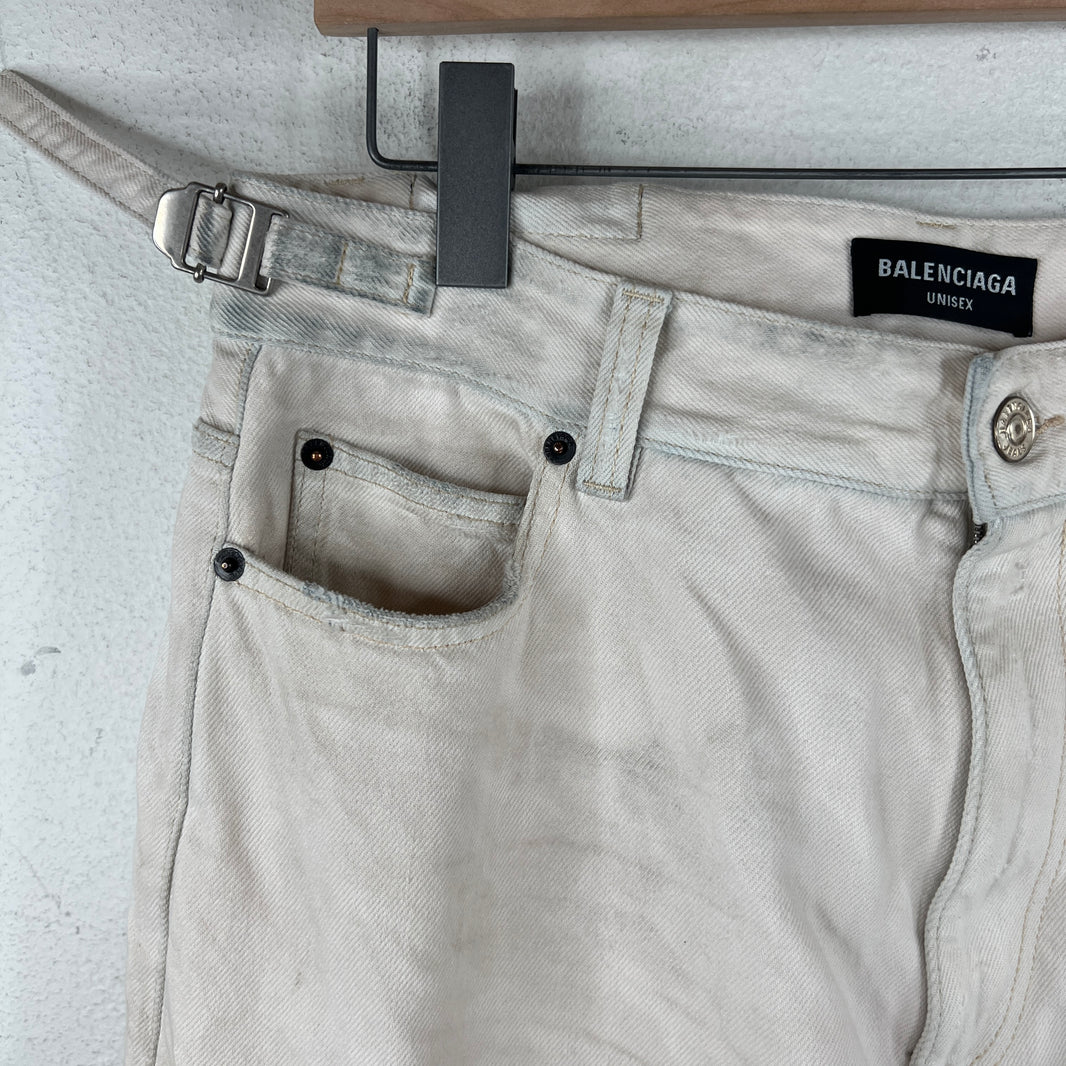 Balenciaga White Denim Convertible Cargo Pants