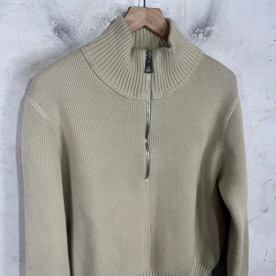 Bottega Veneta Beige Wool Quarter Zip
